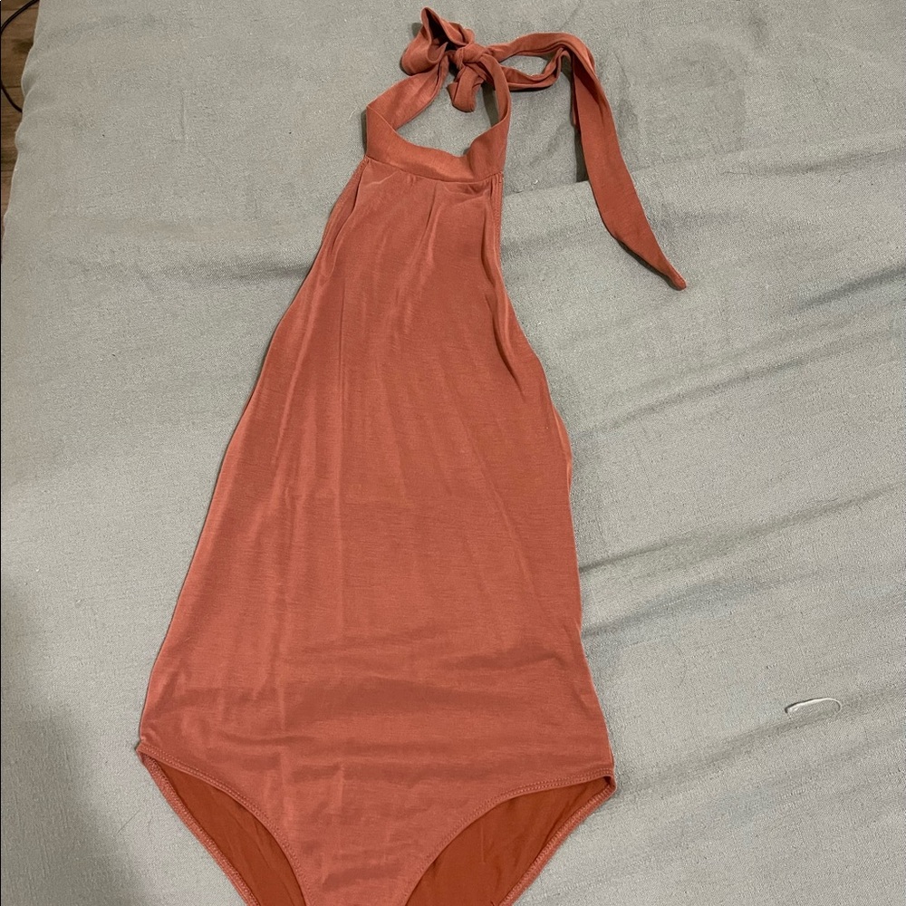 backless halter one piece body suit
